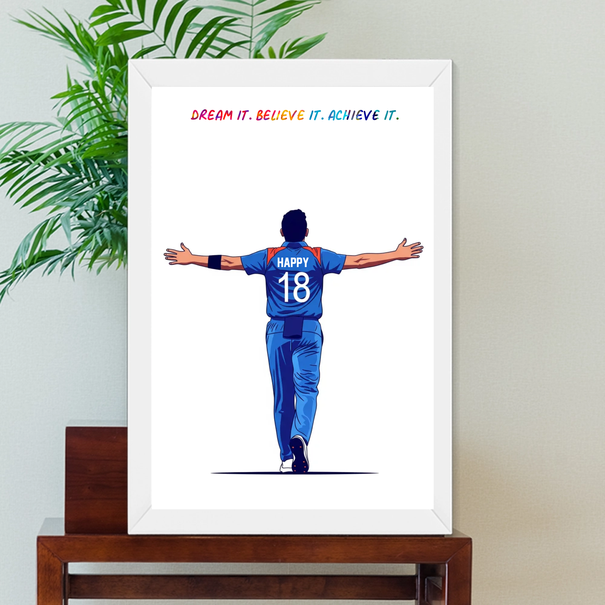 Personalised Cricket Bowler Celebration Print