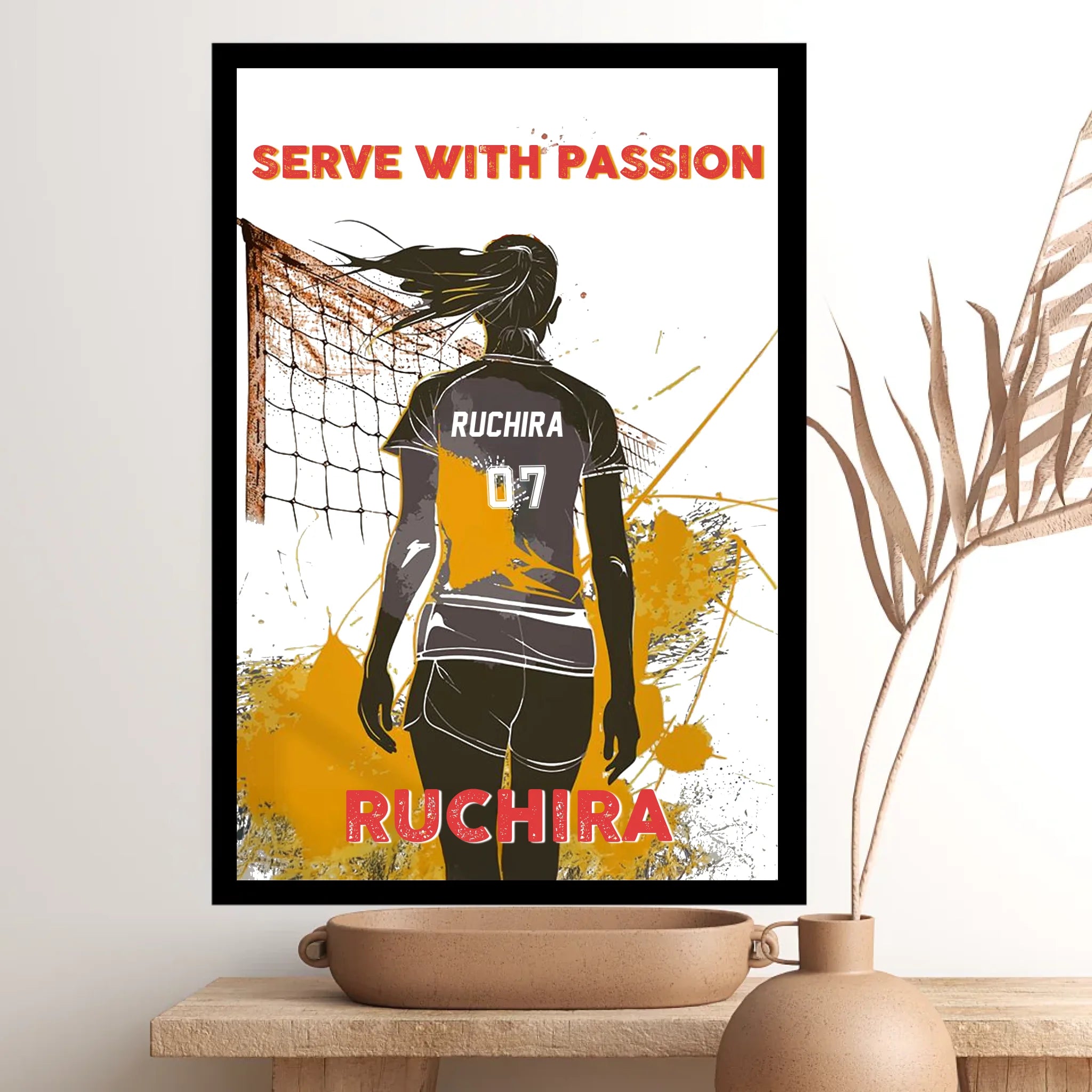 Personalised Volleyball Poster for Girls Custom Name, Number & Colours ...