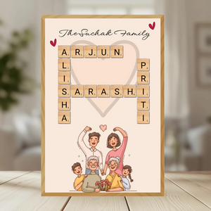 Family Crossword Puzzle Wall Frame wooden frame