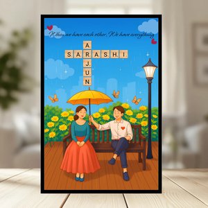 Family Crossword Puzzle Wall Frame wooden frame_ black