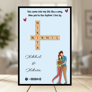 Family Crossword Puzzle Wall Frame wooden frame_ black
