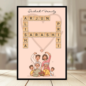 Family Crossword Puzzle Wall Frame wooden frame_ black