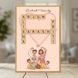Family Crossword Puzzle Wall Frame wooden frame