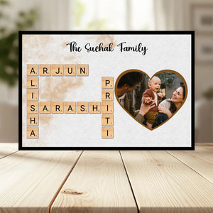Family Crossword Puzzle Wall Frame wooden frame _ black horizontal