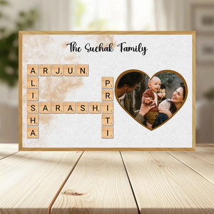 Family Crossword Puzzle Wall Frame wooden frame _ Wood horizontal