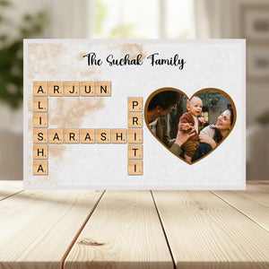 Family Crossword Puzzle Wall Frame wooden frame _ White horizontal