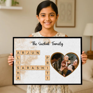 Family Crossword Puzzle Wall Frame wooden frame _ black vertical