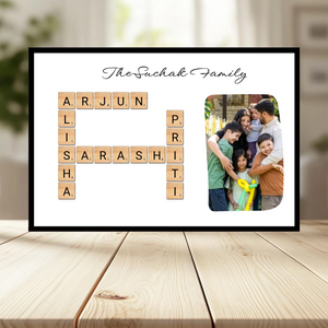 Family Crossword Puzzle Wall Frame wooden frame _ black horizontal