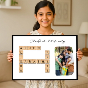 Family Crossword Puzzle Wall Frame wooden frame _ black vertical