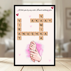 Family Crossword Puzzle Wall Frame wooden frame_ black