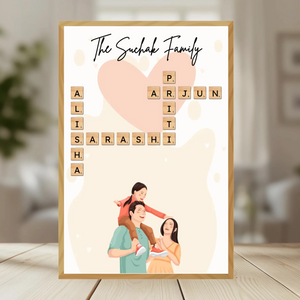 Family Crossword Puzzle Wall Frame wooden frame