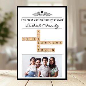Family Crossword Puzzle Wall Frame wooden frame_ black