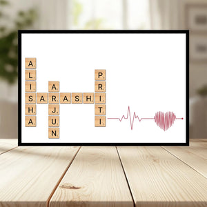 Family Crossword Puzzle Wall Frame wooden frame _ black horizontal