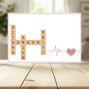 Family Crossword Puzzle Wall Frame wooden frame _ White horizontal
