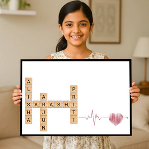 Family Crossword Puzzle Wall Frame wooden frame _ black vertical