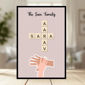 Family Crossword Puzzle Wall Frame wooden frame_ black