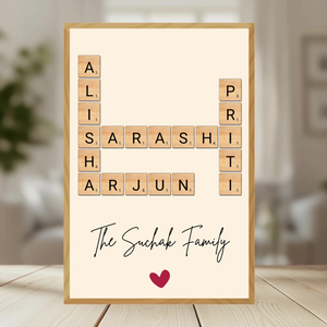 Family Crossword Puzzle Wall Frame wooden frame