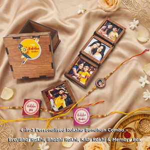 Personalised Raksha Bandhan Gift Combo – Rakhi, Photo Memories & Gift Box