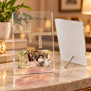 Warm Acrylic Frames on Marble Countertop