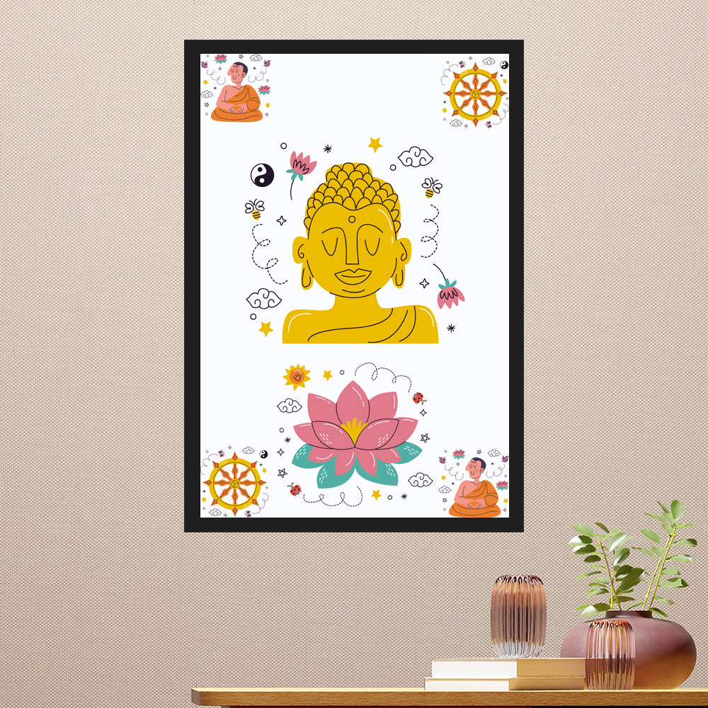 Buddha Spiritual Awakening Art Print - Meditation Wall Decor - Vibrant Lotus Artwork