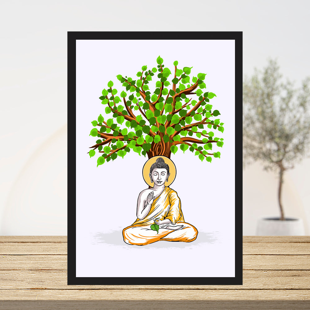 Buddha and Tree of Life Art Print - Meditation Wall Decor - Spiritual Awakening