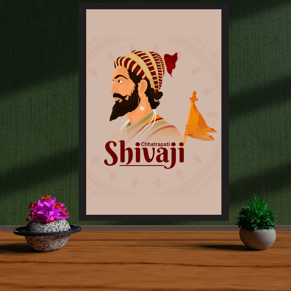 Royal Portrait Poster of Chhatrapati Shivaji Maharaj | Traditional Framed Art