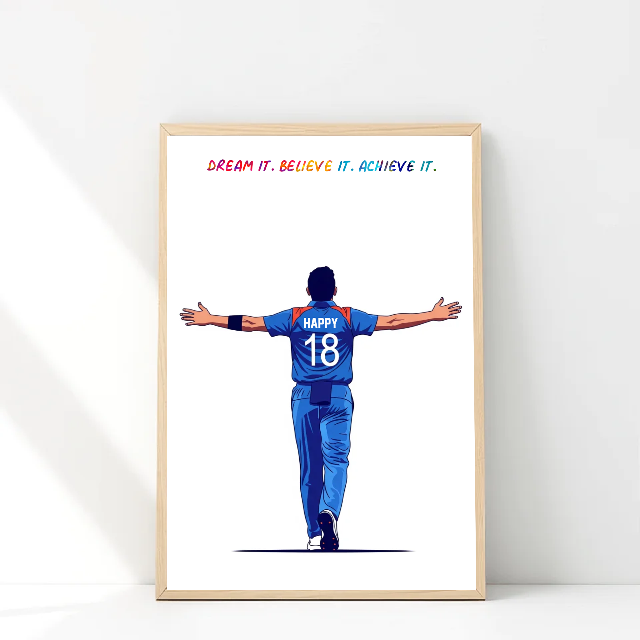 Personalised Cricket Bowler Celebration Print