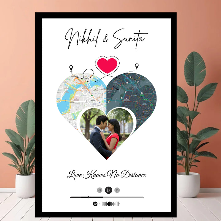 Personalized Framed Map Art – Connecting Two Places, One Heart