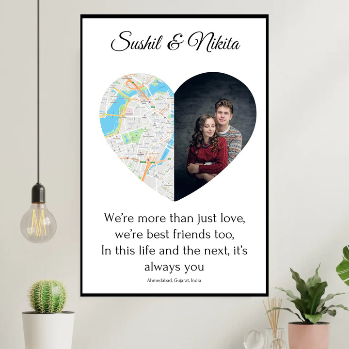 Our Love Begins Here – Personalized Photo & Map Print