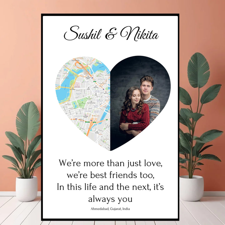 Our Love Begins Here – Personalized Photo & Map Print