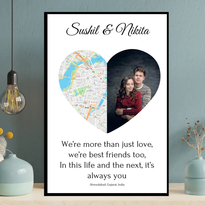 Our Love Begins Here – Personalized Photo & Map Print