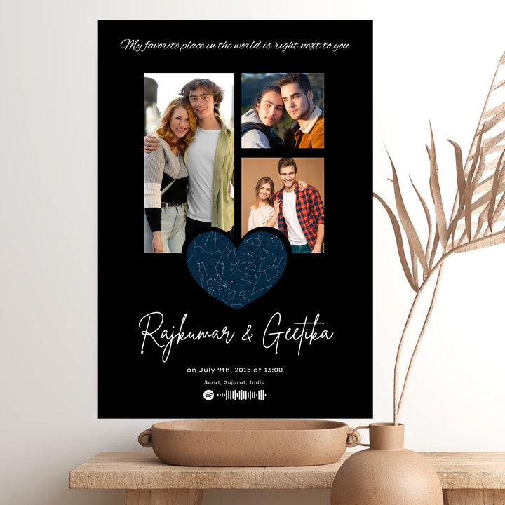 Custom Photo Collage Star Map with Spotify Song Integration