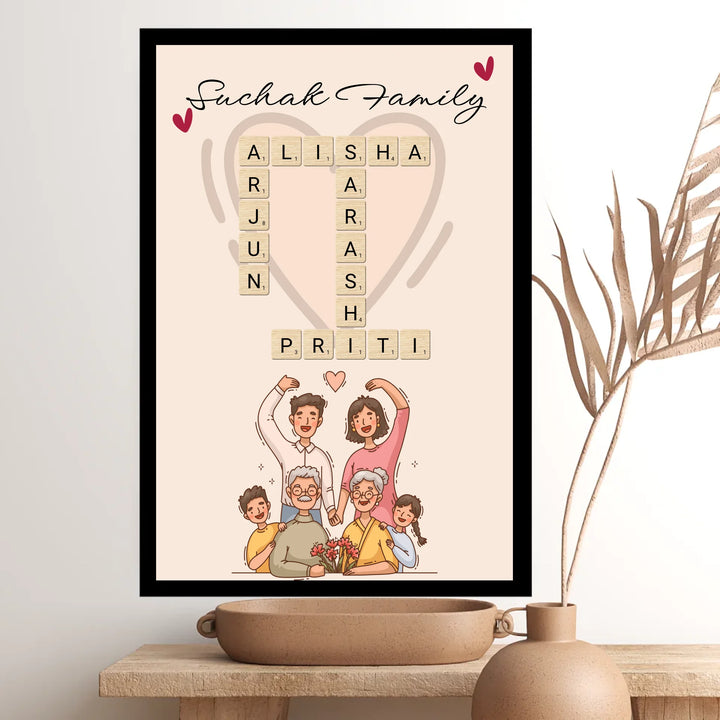 Family Crossword Wall Art – 15+ Customizable Theme Options