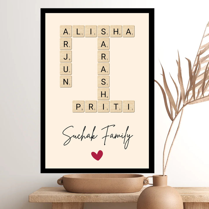 Family Crossword Wall Art – 15+ Customizable Theme Options