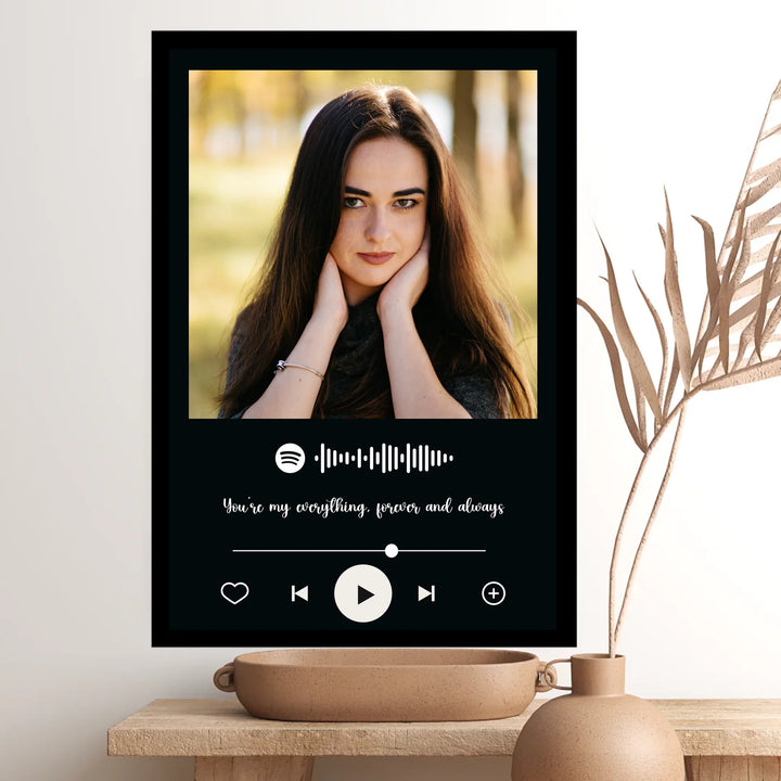 Personalized Spotify Song & Custom Image with Message – Black Edition