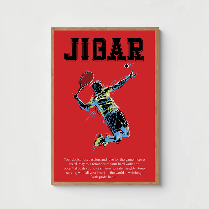 Bespoke Tennis Player Wall Print – Personalised Gift