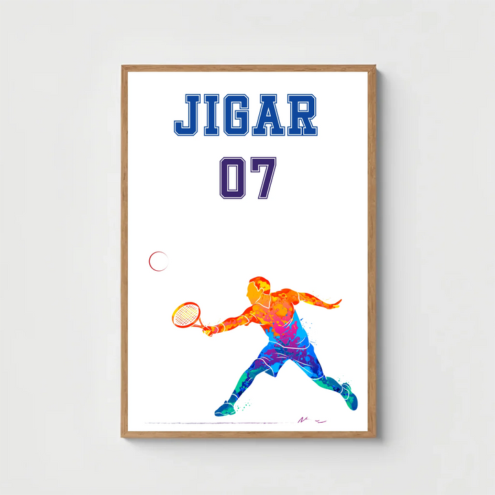 Framed Personalised Tennis Artwork for Kids & Teens