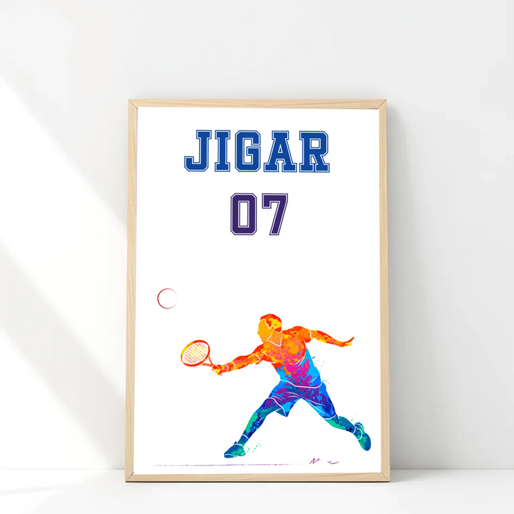 Framed Personalised Tennis Artwork for Kids & Teens