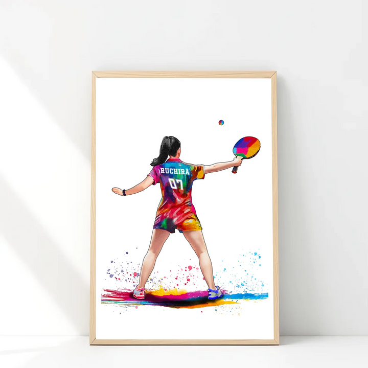 Custom Table Tennis Wall Art for Girls – Name & Design Personalised