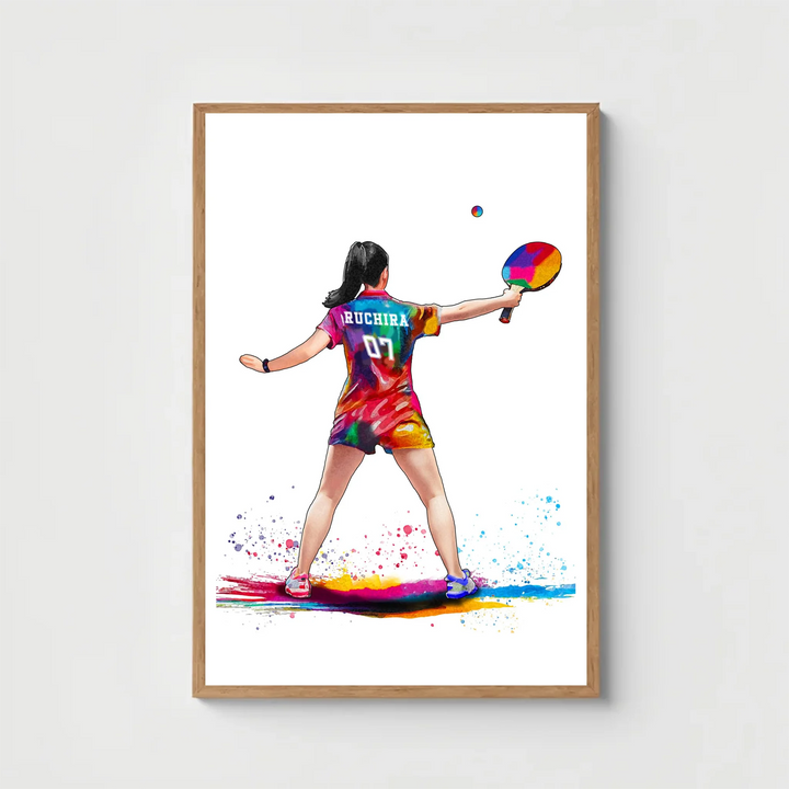 Custom Table Tennis Wall Art for Girls – Name & Design Personalised