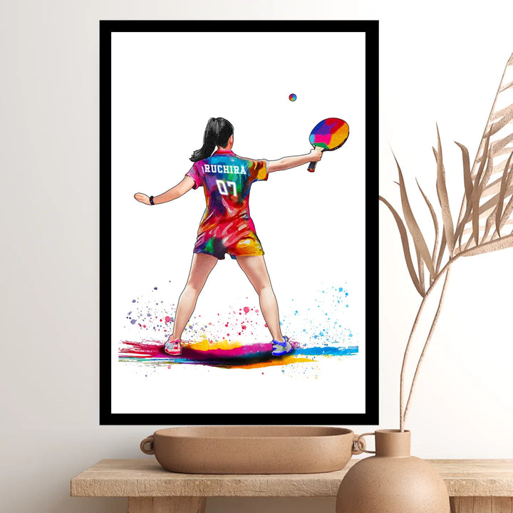 Custom Table Tennis Wall Art for Girls – Name & Design Personalised