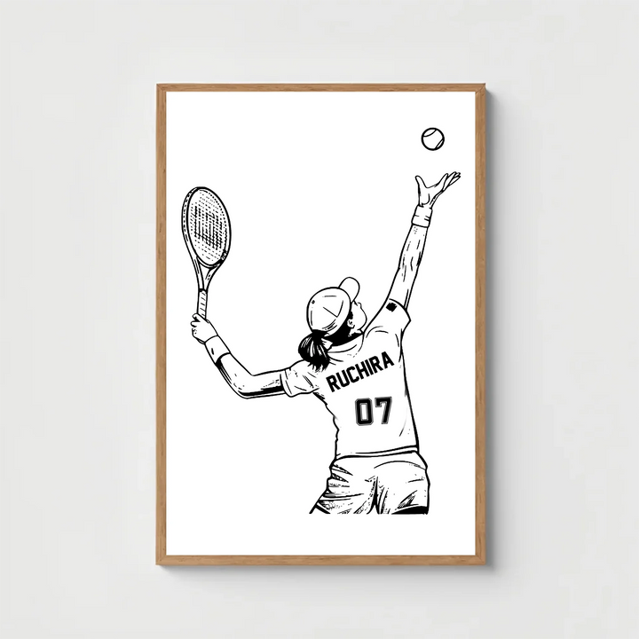 Table Tennis Player Wall Print – Custom Name Design for Girls