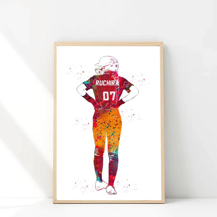 Personalised Softball Player Poster – Custom Gift for Softball Lovers