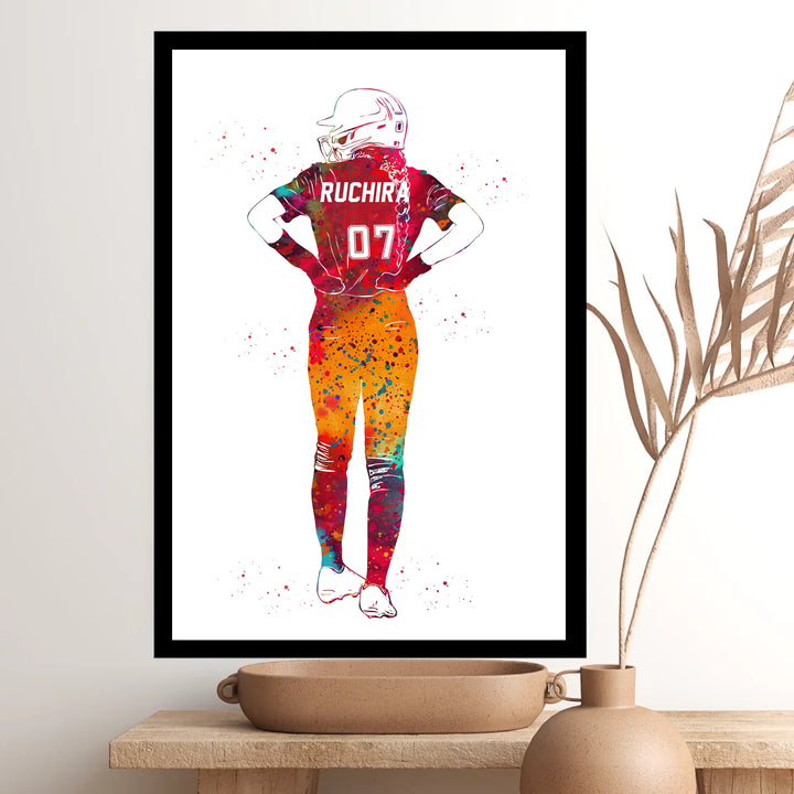 Personalised Softball Player Poster – Custom Gift for Softball Lovers