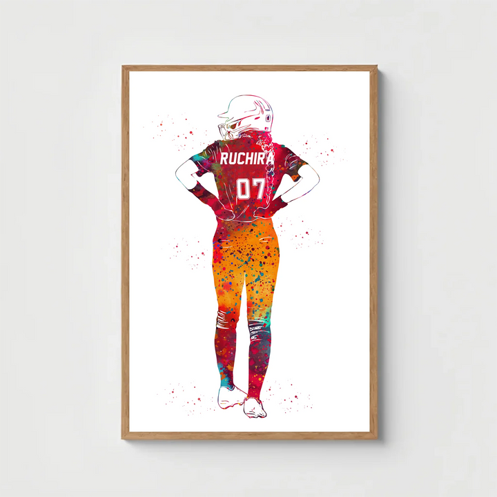 Personalised Softball Player Poster – Custom Gift for Softball Lovers