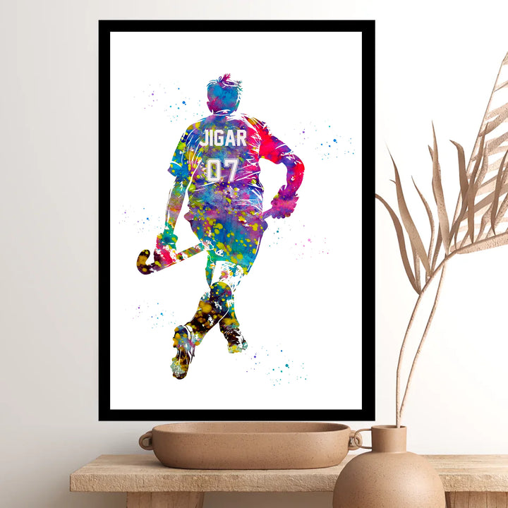 Personalised Hockey Wall Art for Boys – Custom Name & Jersey Number