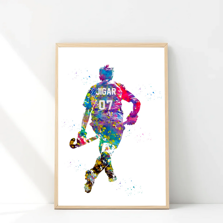 Personalised Hockey Wall Art for Boys – Custom Name & Jersey Number