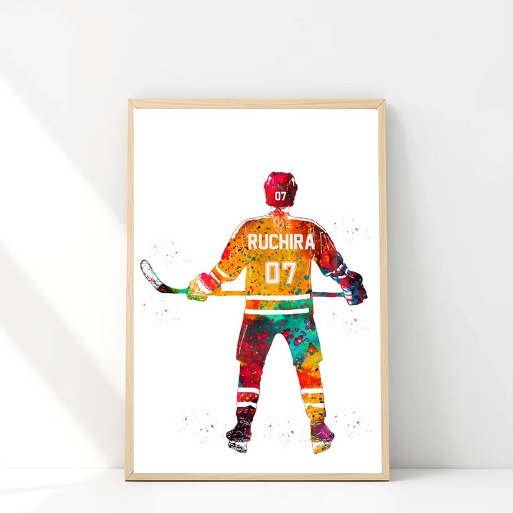 Personalised Hockey Wall Art for Girls – Custom Name & Jersey Number
