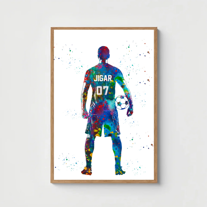 Personalised Colourful Soccer Wall Art for Boys – Custom Name & Jersey Number