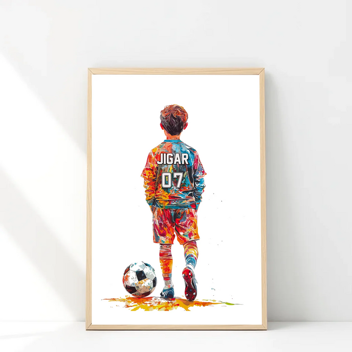 Custom Colourful Soccer Wall Art for Boys – Personalised with Name & Jersey Number